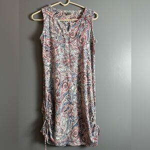 T By Talbots Sleeveless V Neck Shift Dress W/ Tie Sides Womens Sz SP